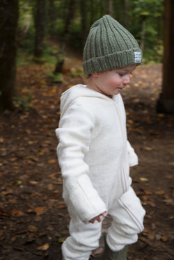 Collection of Tuque tricotée à la main en laine de mérinos - 0 - 12 M - sauge - Timininous in a gallery layout