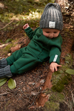 Collection of Ensemble molletonné crewneck et jogger évolutifs en laine de mérinos Émeraude | Édition spéciale - Timininous in a gallery layout